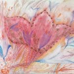 ROSA BLÜTE (Tempera / Tusche auf Papier, 86 x 61)