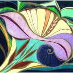 NORDISCHE BLUME 2 (Tempera auf Papier, 42 x 30)